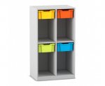 Flexeo Schulranzenregal PRO, 2 Reihen, 4 Boxen Gr. M, für 4 Schulranzen  (Zoom)