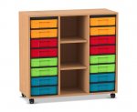Flexeo Regal, 3 Reihen, 16 kleine Boxen, 3 Fächer mittig  (Zoom)