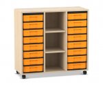 Flexeo Regal, 3 Reihen, 16 kleine Boxen, 3 Fächer mittig  (Zoom)