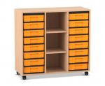 Flexeo Regal, 3 Reihen, 16 kleine Boxen, 3 Fächer mittig  (Zoom)