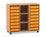 Flexeo Regal, 3 Reihen, 16 kleine Boxen, 3 Fächer mittig  (Zoom)