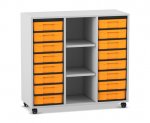Flexeo Regal, 3 Reihen, 16 kleine Boxen, 3 Fächer mittig  (Zoom)