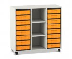 Flexeo Regal, 3 Reihen, 16 kleine Boxen, 3 Fächer mittig  (Zoom)