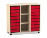 Flexeo Regal, 3 Reihen, 16 kleine Boxen, 3 Fächer mittig  (Zoom)