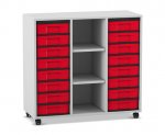 Flexeo Regal, 3 Reihen, 16 kleine Boxen, 3 Fächer mittig  (Zoom)
