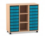 Flexeo Regal, 3 Reihen, 16 kleine Boxen, 3 Fächer mittig  (Zoom)