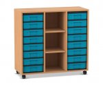 Flexeo Regal, 3 Reihen, 16 kleine Boxen, 3 Fächer mittig  (Zoom)
