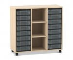Flexeo Regal, 3 Reihen, 16 kleine Boxen, 3 Fächer mittig  (Zoom)