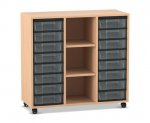 Flexeo Regal, 3 Reihen, 16 kleine Boxen, 3 Fächer mittig  (Zoom)