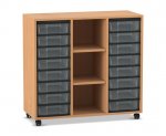 Flexeo Regal, 3 Reihen, 16 kleine Boxen, 3 Fächer mittig  (Zoom)