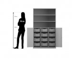 Flexeo Halbtürenschrank PRO, 3 Reihen, 12 Boxen Gr. M, 3 Fächer, 2 Halbtüren  (Zoom)