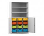 Flexeo Halbtürenschrank PRO, 3 Reihen, 12 Boxen Gr. M, 3 Fächer, 2 Halbtüren  (Zoom)