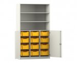 Flexeo Halbtürenschrank PRO, 3 Reihen, 12 Boxen Gr. M, 3 Fächer, 2 Halbtüren  (Zoom)