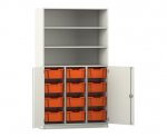 Flexeo Halbtürenschrank PRO, 3 Reihen, 12 Boxen Gr. M, 3 Fächer, 2 Halbtüren  (Zoom)