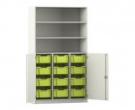 Flexeo Halbtürenschrank PRO, 3 Reihen, 12 Boxen Gr. M, 3 Fächer, 2 Halbtüren  (Zoom)