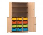 Flexeo Halbtürenschrank PRO, 3 Reihen, 12 Boxen Gr. M, 3 Fächer, 4 Halbtüren  (Zoom)