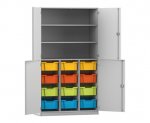 Flexeo Halbtürenschrank PRO, 3 Reihen, 12 Boxen Gr. M, 3 Fächer, 4 Halbtüren  (Zoom)