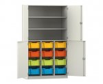 Flexeo Halbtürenschrank PRO, 3 Reihen, 12 Boxen Gr. M, 3 Fächer, 4 Halbtüren  (Zoom)