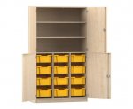 Flexeo Halbtürenschrank PRO, 3 Reihen, 12 Boxen Gr. M, 3 Fächer, 4 Halbtüren  (Zoom)