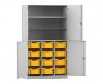 Flexeo Halbtürenschrank PRO, 3 Reihen, 12 Boxen Gr. M, 3 Fächer, 4 Halbtüren  (Zoom)