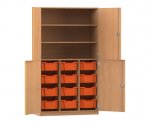 Flexeo Halbtürenschrank PRO, 3 Reihen, 12 Boxen Gr. M, 3 Fächer, 4 Halbtüren  (Zoom)