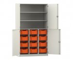 Flexeo Halbtürenschrank PRO, 3 Reihen, 12 Boxen Gr. M, 3 Fächer, 4 Halbtüren  (Zoom)