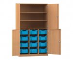 Flexeo Halbtürenschrank PRO, 3 Reihen, 12 Boxen Gr. M, 3 Fächer, 4 Halbtüren  (Zoom)