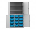 Flexeo Halbtürenschrank PRO, 3 Reihen, 12 Boxen Gr. M, 3 Fächer, 4 Halbtüren  (Zoom)