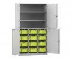 Flexeo Halbtürenschrank PRO, 3 Reihen, 12 Boxen Gr. M, 3 Fächer, 4 Halbtüren  (Zoom)