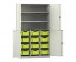 Flexeo Halbtürenschrank PRO, 3 Reihen, 12 Boxen Gr. M, 3 Fächer, 4 Halbtüren  (Zoom)