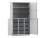 Flexeo Halbtürenschrank PRO, 3 Reihen, 12 Boxen Gr. M, 3 Fächer, 4 Halbtüren  (Zoom)