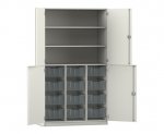 Flexeo Halbtürenschrank PRO, 3 Reihen, 12 Boxen Gr. M, 3 Fächer, 4 Halbtüren  (Zoom)
