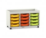 Flexeo Regal PRO, 3 Reihen, 12 Boxen Gr. S, Aufkantung  (Zoom)