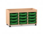 Flexeo Regal PRO, 3 Reihen, 12 Boxen Gr. S, Aufkantung  (Zoom)
