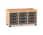 Flexeo Regal PRO, 3 Reihen, 12 Boxen Gr. S, Aufkantung  (Zoom)
