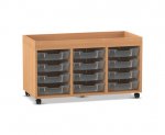 Flexeo Regal PRO, 3 Reihen, 12 Boxen Gr. S, Aufkantung  (Zoom)