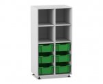 Flexeo Regal PRO, 2 Reihen, 6 Boxen Gr. M, 4 Fächer oben  (Zoom)