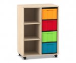 Flexeo Regal, 2 Reihen, 4 groe Boxen, 3 Fcher links