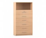 Flexeo Schrank, 6 kleine Schubladen, oben 1 Fach = 4 Ordnerhöhen  (Zoom)