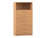 Flexeo Schrank, 6 kleine Schubladen, oben 1 Fach = 4 Ordnerhöhen  (Zoom)
