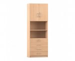 Flexeo Kombi-Schrank, 4 kleinen Schubladen = 6 Ordnerhöhen  (Zoom)