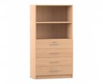 Flexeo Schrank, 4 kleine Schubladen, oben 2 Fächer = 4 Ordnerhöhen  (Zoom)