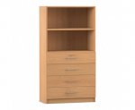 Flexeo Schrank, 4 kleine Schubladen, oben 2 Fächer = 4 Ordnerhöhen  (Zoom)
