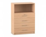 Flexeo Schrank, 4 kleine Schubladen, oben 1 Fach = 3 Ordnerhöhen  (Zoom)