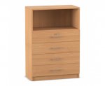 Flexeo Schrank, 4 kleine Schubladen, oben 1 Fach = 3 Ordnerhöhen  (Zoom)