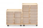 Wisdom Mobiles Regal mit 2 Reihen, 6 kleinen und 3 großen Boxen passend zu allen Wisdom Regalen (Zoom)