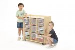 Wisdom Mobiles Regal mit 3 Reihen, 12 kleine und 3 groe Boxen