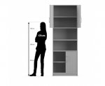 Flexeo Kombi-Schrank, unten Rollladen, oben Drehtür = 6 Ordnerhöhen  (Zoom)