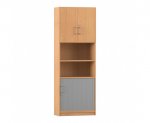 Flexeo Kombi-Schrank, unten Rollladen, oben Drehtür = 6 Ordnerhöhen  (Zoom)