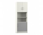 Flexeo Kombi-Schrank, unten Rollladen, oben Drehtür = 6 Ordnerhöhen  (Zoom)